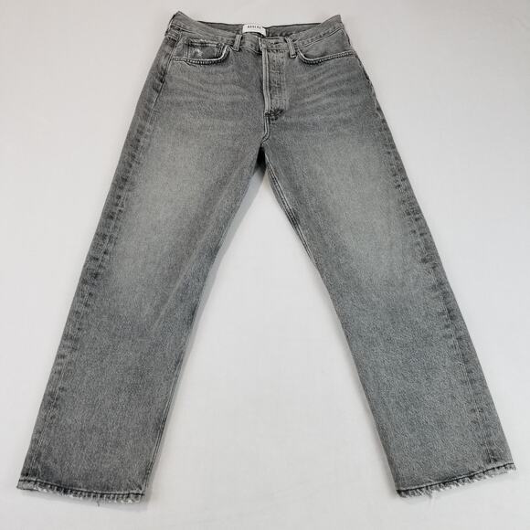 Agolde Denim - AGOLDE 90s Crop Jeans Womens 27 Gray High Rise Straight Raw Hem Organic